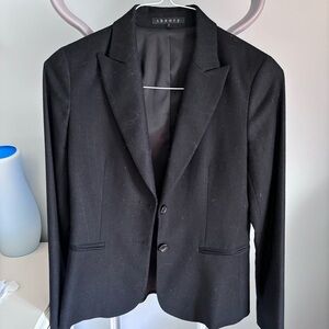 Theory wool two button blazer / black with silver threading size 2